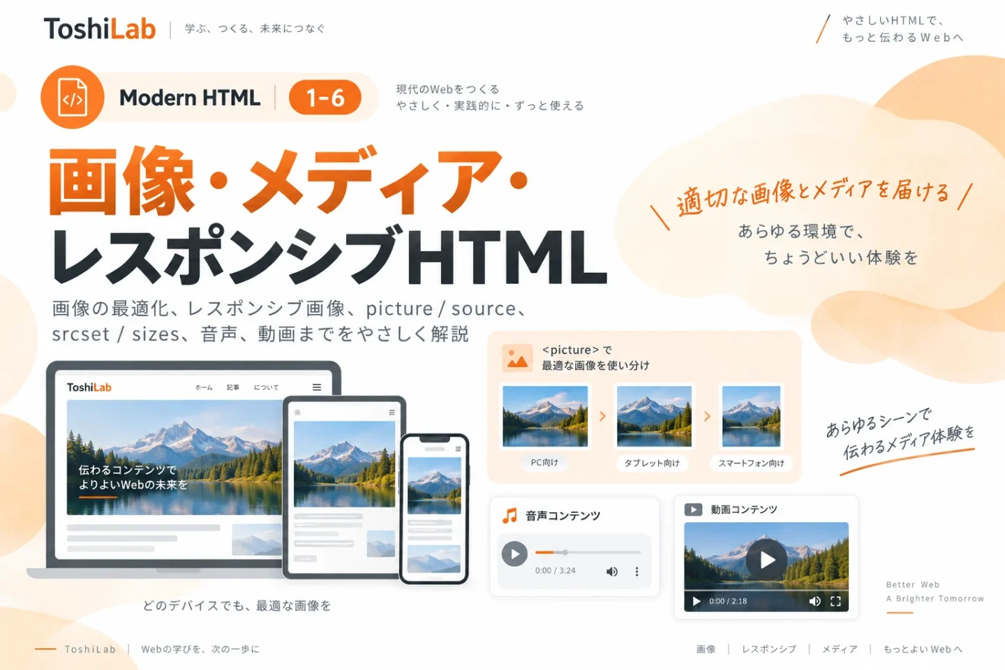 Modern HTML 1-6｜画像・メディア・レスポンシブHTML｜img・picture・audio・videoを使いこなす